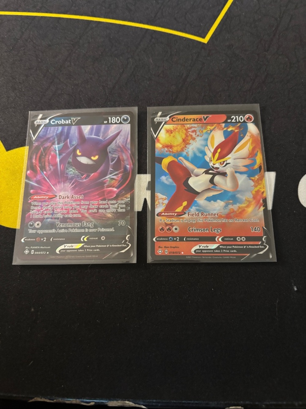 Pokemon Crobat V & Cinderace V Black Red Playing Cards